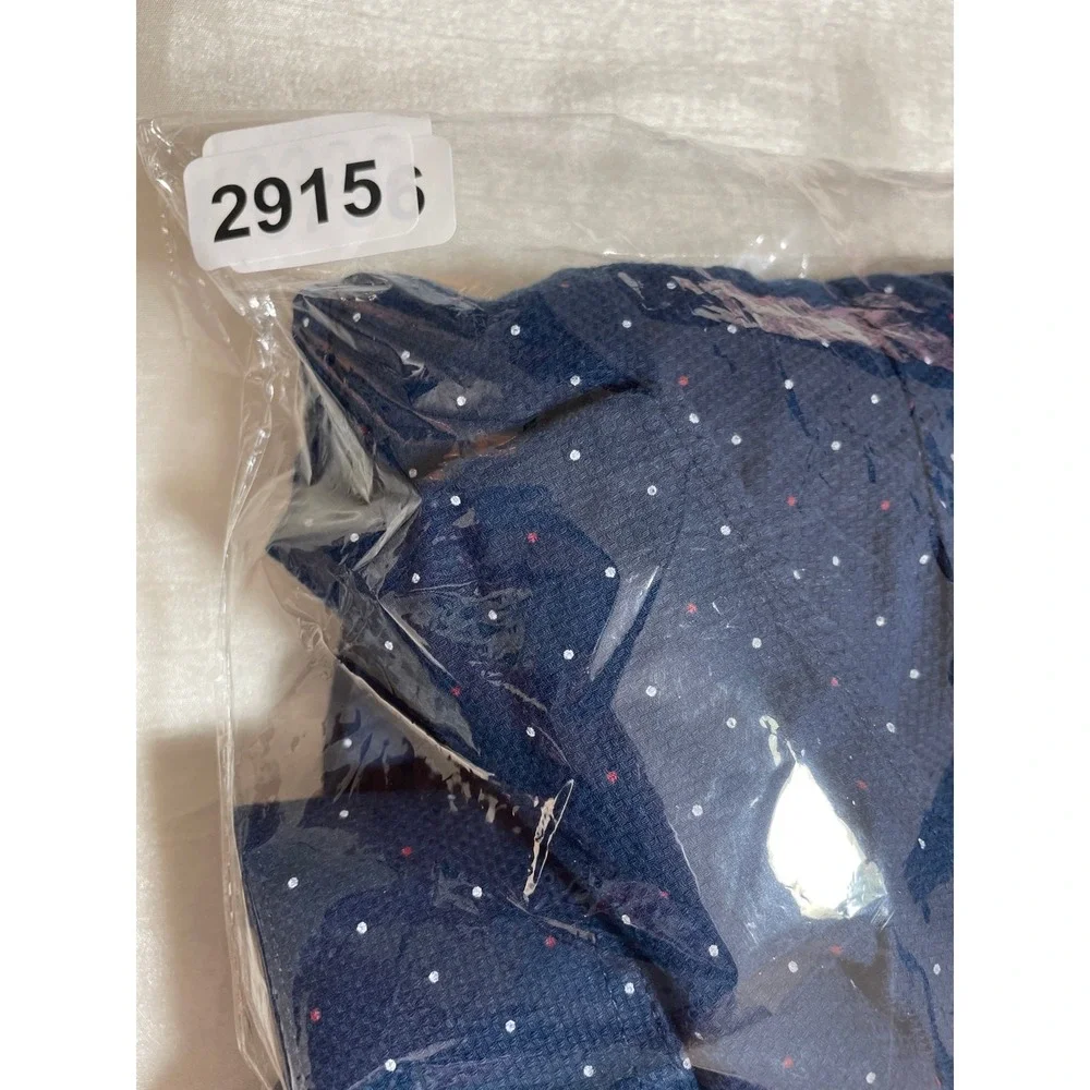 Zara Mens Shirt S Slim Fit Blue‎ Dots Button Up Preppy Travel Office Academia
